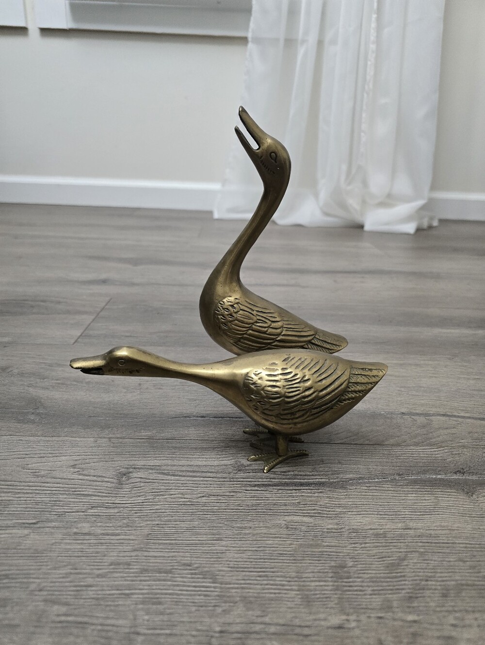 Vintage MCM Brass Geese Figures Nautical Fisherman Coastal Rustic Cottage